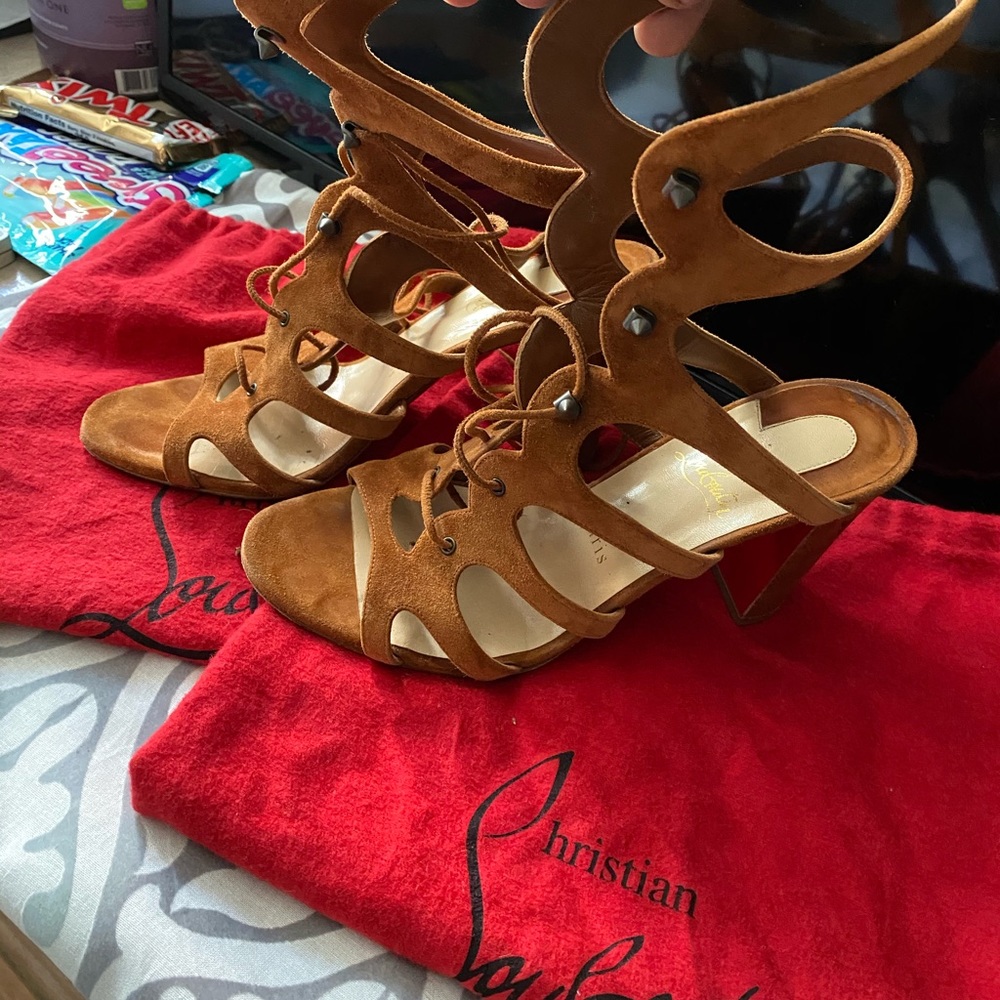 Louboutin lace up heel 100% AUTHENTIC